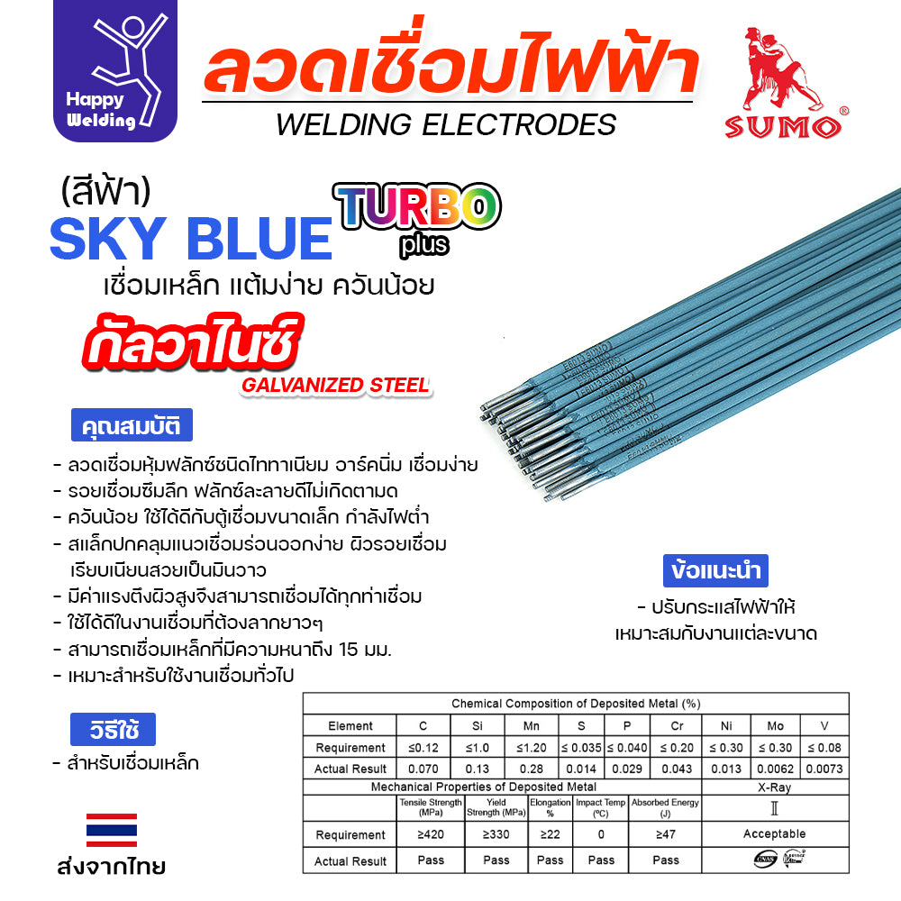 SUMO ลวดเชื่อมไฟฟ้า BLUE สีฟ้า 3.2x350mm(E6013)