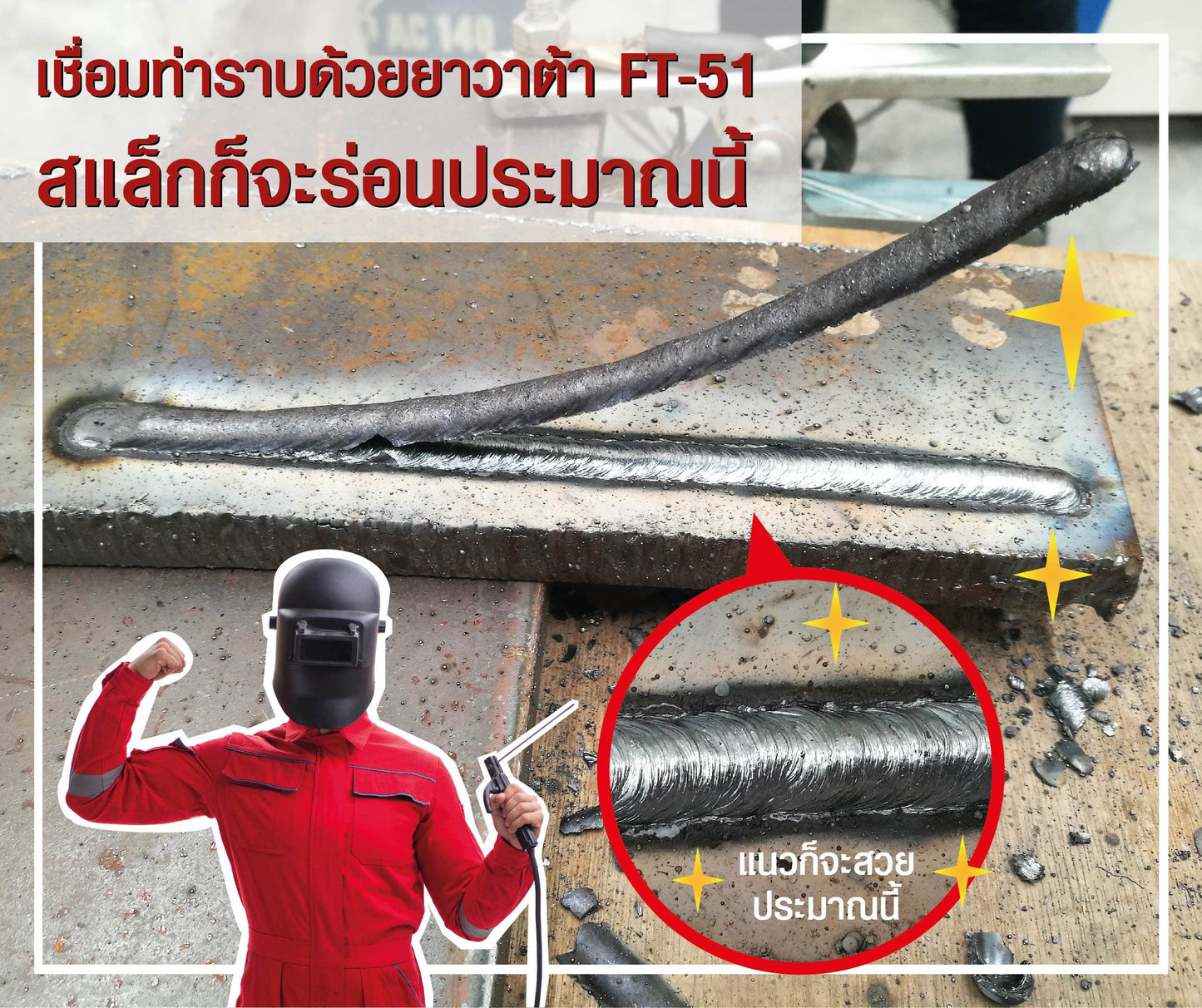 YAWATA ยาวาต้า FT51 ลวดเชื่อม ไฟฟ้า ลวดเชื่อมเหล็กเหนียว (แบ่งขายแพคละ 1 กิโล) ขนาด 3.2x350 มิล บรรจุในซองสูญญากาศ ป้องกันความชื้น