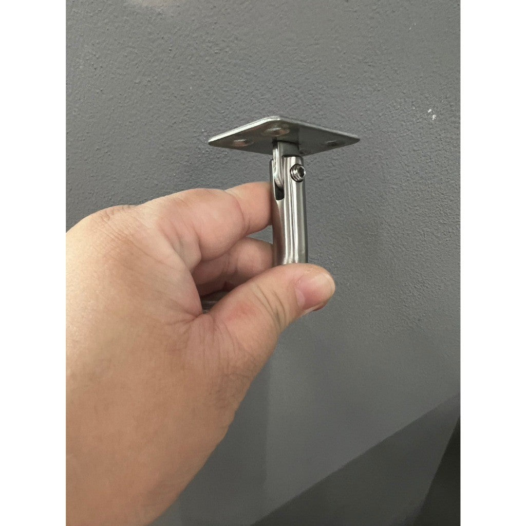 รหัส TB6 (รับราวแบน) ขารับราวจับ ต่อปลายกระจก สแตนเลสเกรด304 รหัส ปรับขาได้ ราคา 1ชิ้น