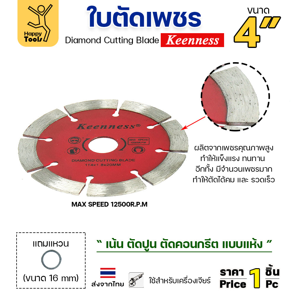 Keenness ใบตัดเพชร ตัดแห้ง 4นิ้ว สีแดง