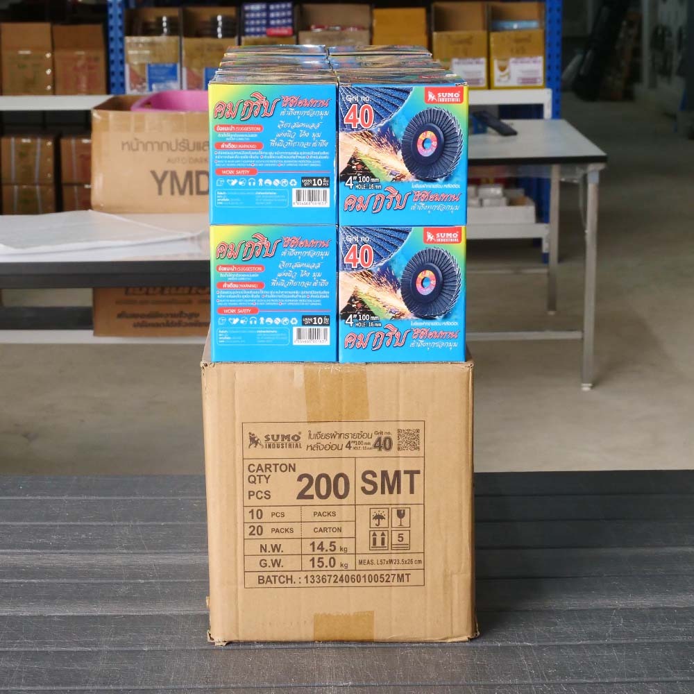 (ยกลัง) SUMO จานทรายซ้อน หลังอ่อน ทรายสีฟ้า 4" เบอร์ให้เลือก เข้าซอกดี เจียรเหล็ก เจียรสแตนเลส