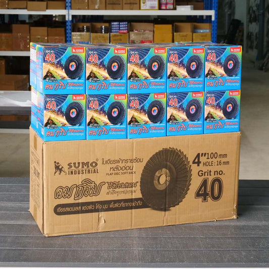 (ยกลัง) SUMO จานทรายซ้อน หลังอ่อน ทรายสีฟ้า 4" เบอร์ให้เลือก เข้าซอกดี เจียรเหล็ก เจียรสแตนเลส