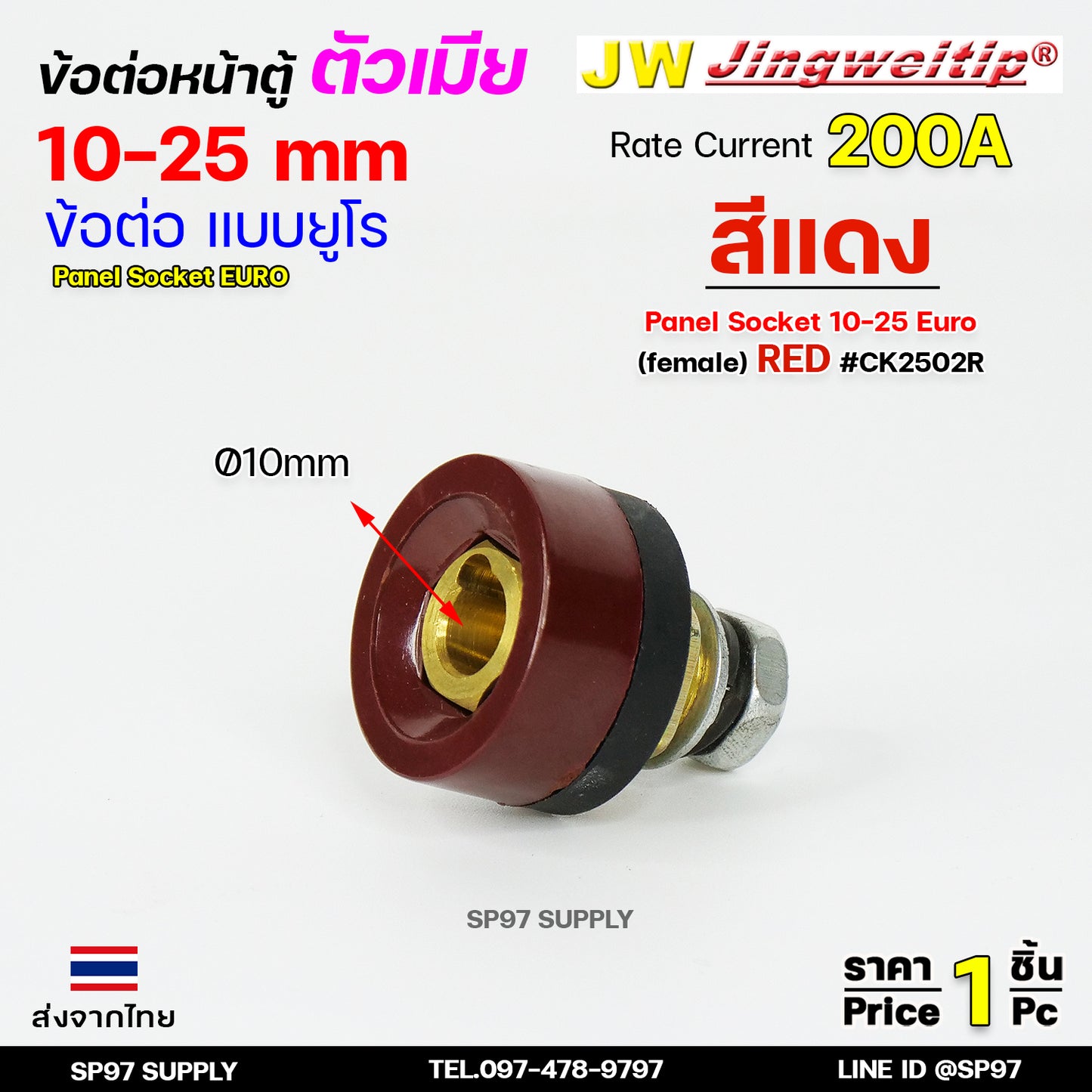 JW อะไหล่ตู้เชื่อมอาร์กอน ข้อต่อ ตู้เชื่อม 10-25 ไทย-ยูโร หน้าตู้ และ ท้ายสาย (เลือกรูปแบบและสีได้ในตัวเลือก) ราคา 1 ชิ้น