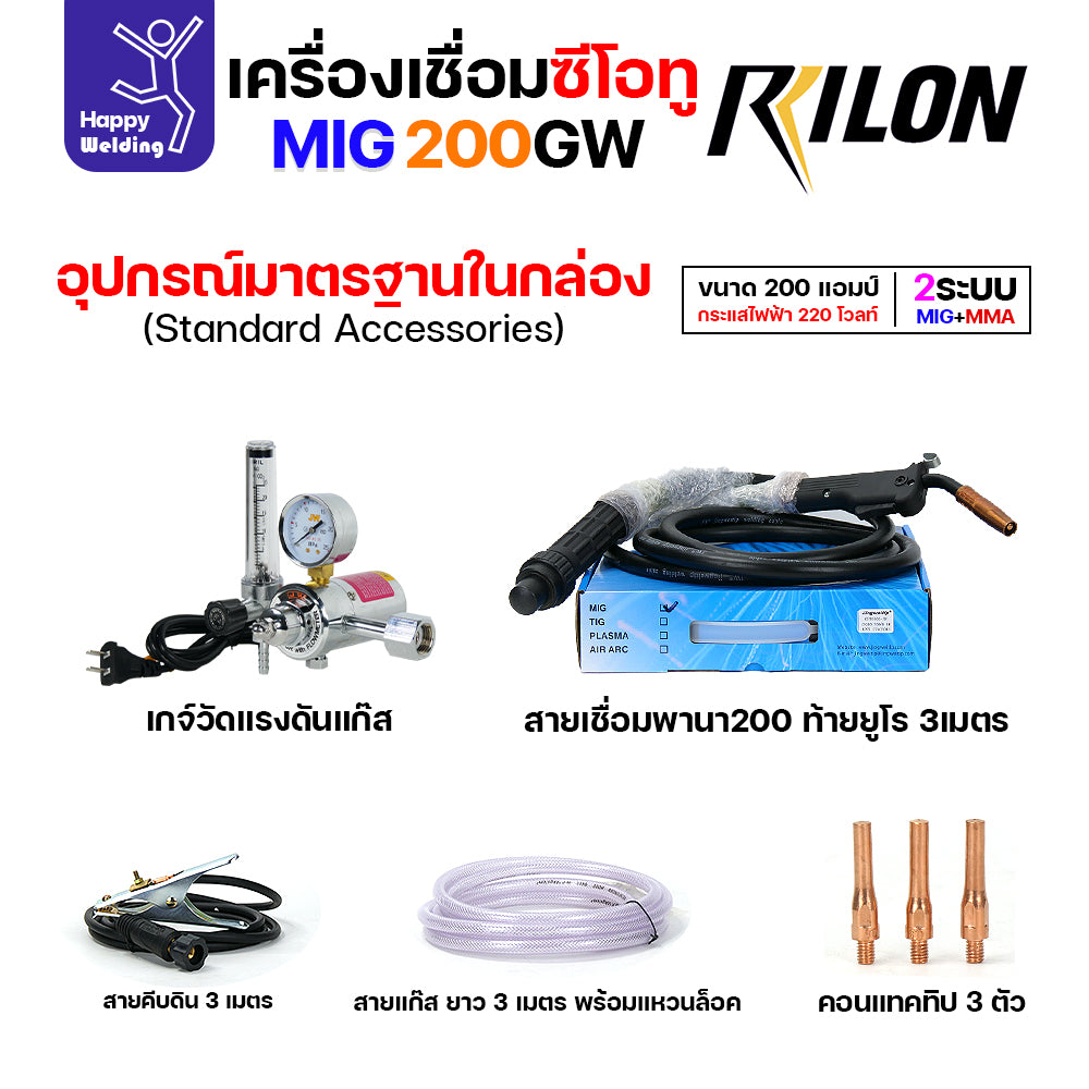 RILON เครื่องเชื่อม MIG 200GW 220V