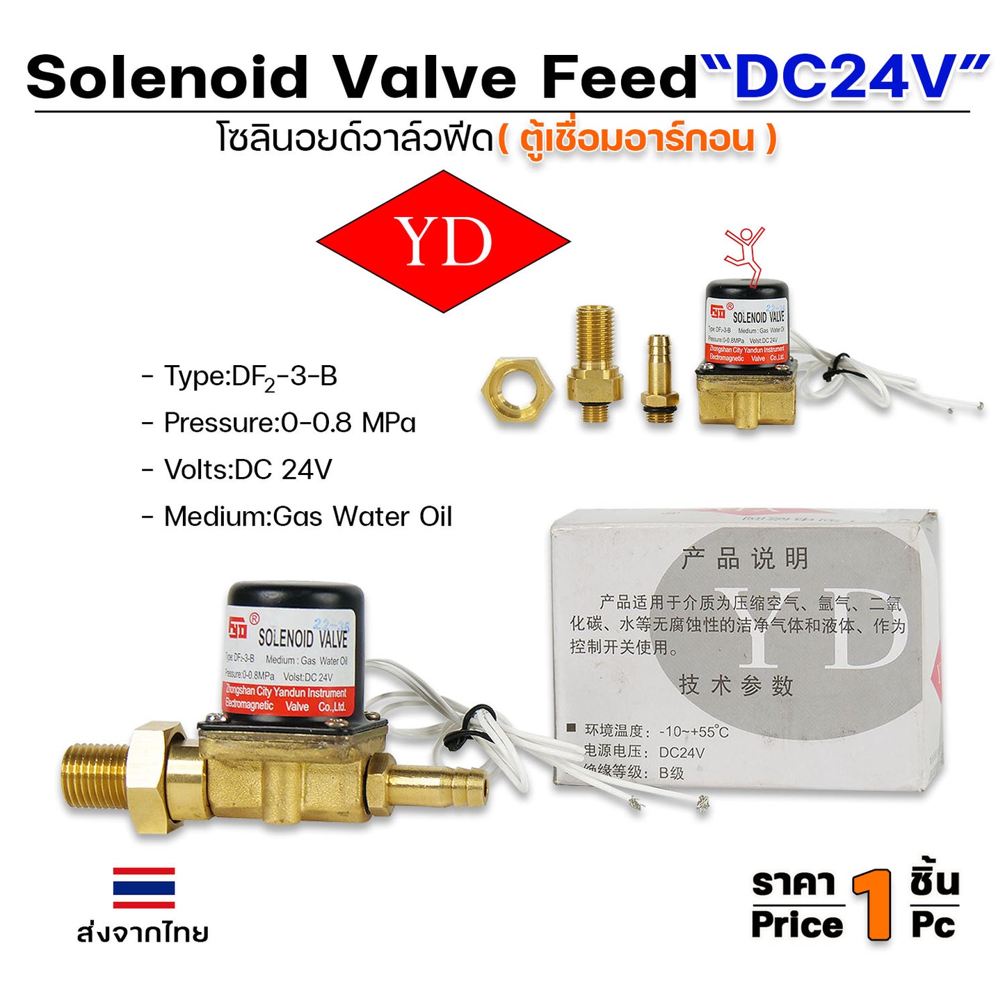 โซลินอยด์ วาล์วฟีด (ตู้เชื่อมอาร์กอน) รหัส DF2-3-B ไฟ DC24V