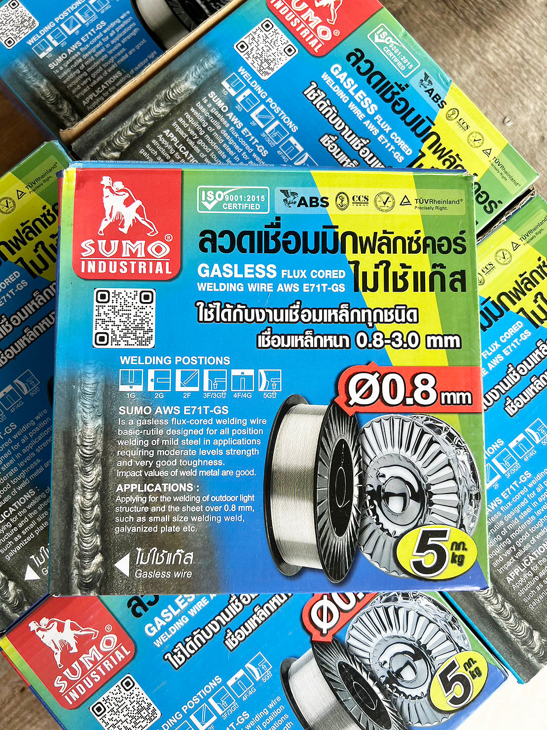 SUMO ลวดเชื่อม MIG ฟลักคอร์ E71T-GS (ไม่ใช้แก๊ส) ม้วนละ 5กิโล ขนาด 0.8 และ 1.0 มิล Gasless Flux Core รวมVAT