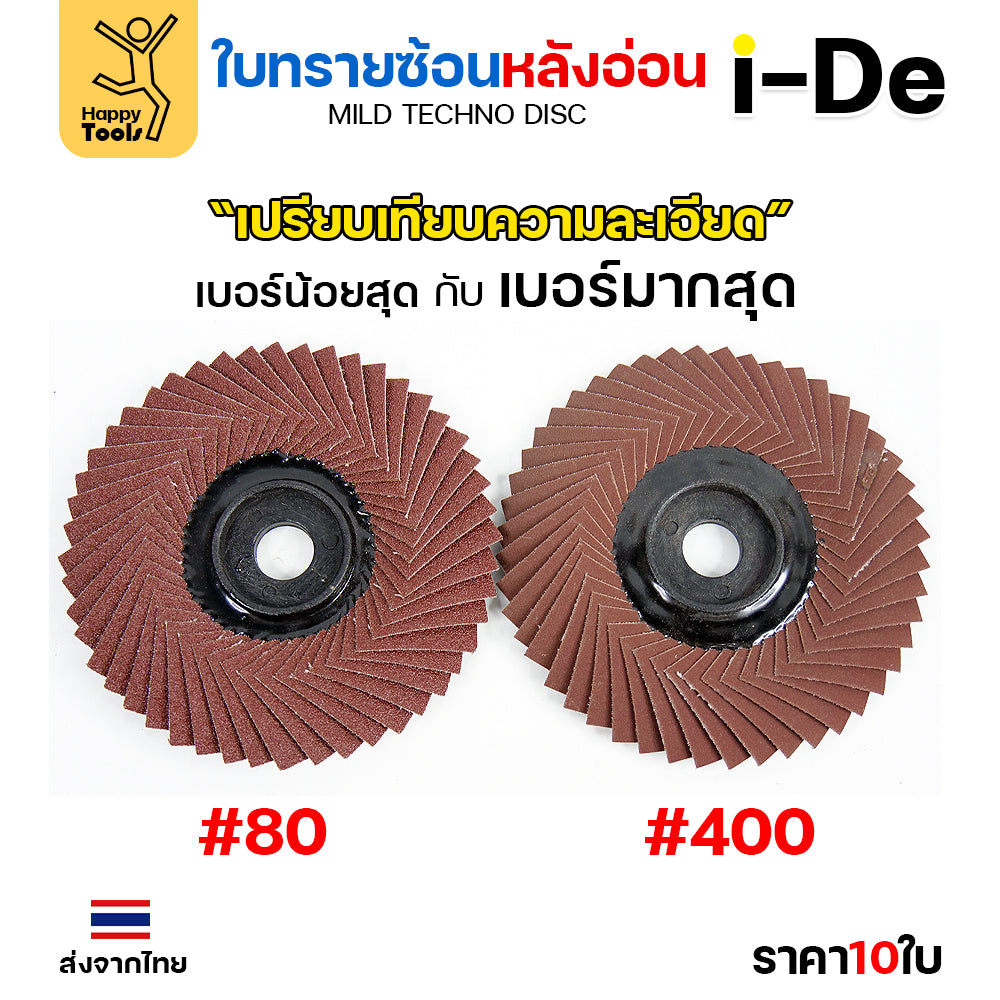จานทรายซ้อน i-De หลังอ่อน (ราคาเบอร์ 180 แพค 10 ใบ) ที่สุดแล้วกับงานขัดเจียร สแตนเลส ทั้งคม ไม่ทื่อ ไม่ดำ สแตนเลสไม่ไหม้