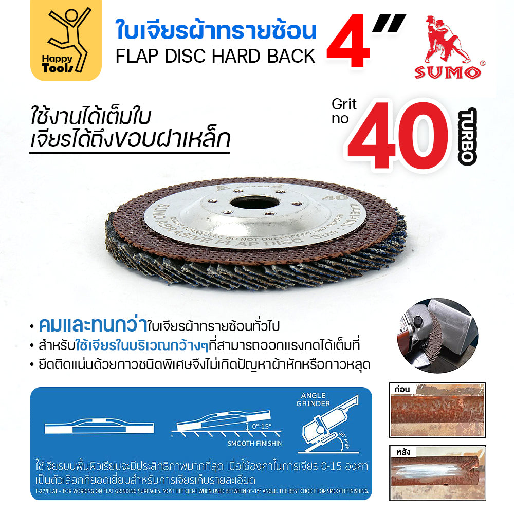 SUMO จานทรายซ้อน หลังแข็ง ทรายสีฟ้า 4" #40