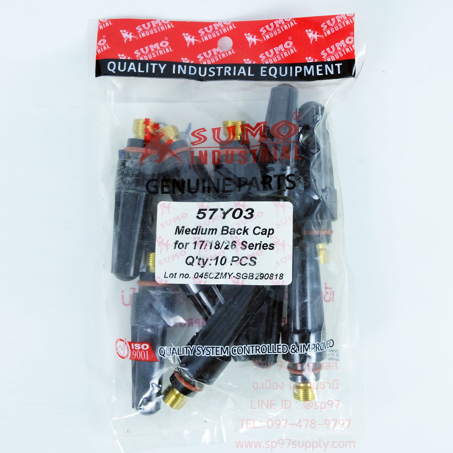 หางปลา ล็อกทังสเตน ขนาดยาว /Long Back Cap (1ถุง มี10ตัว) สำหรับด้ามเชื่อมอาร์กอน WP17/18/26