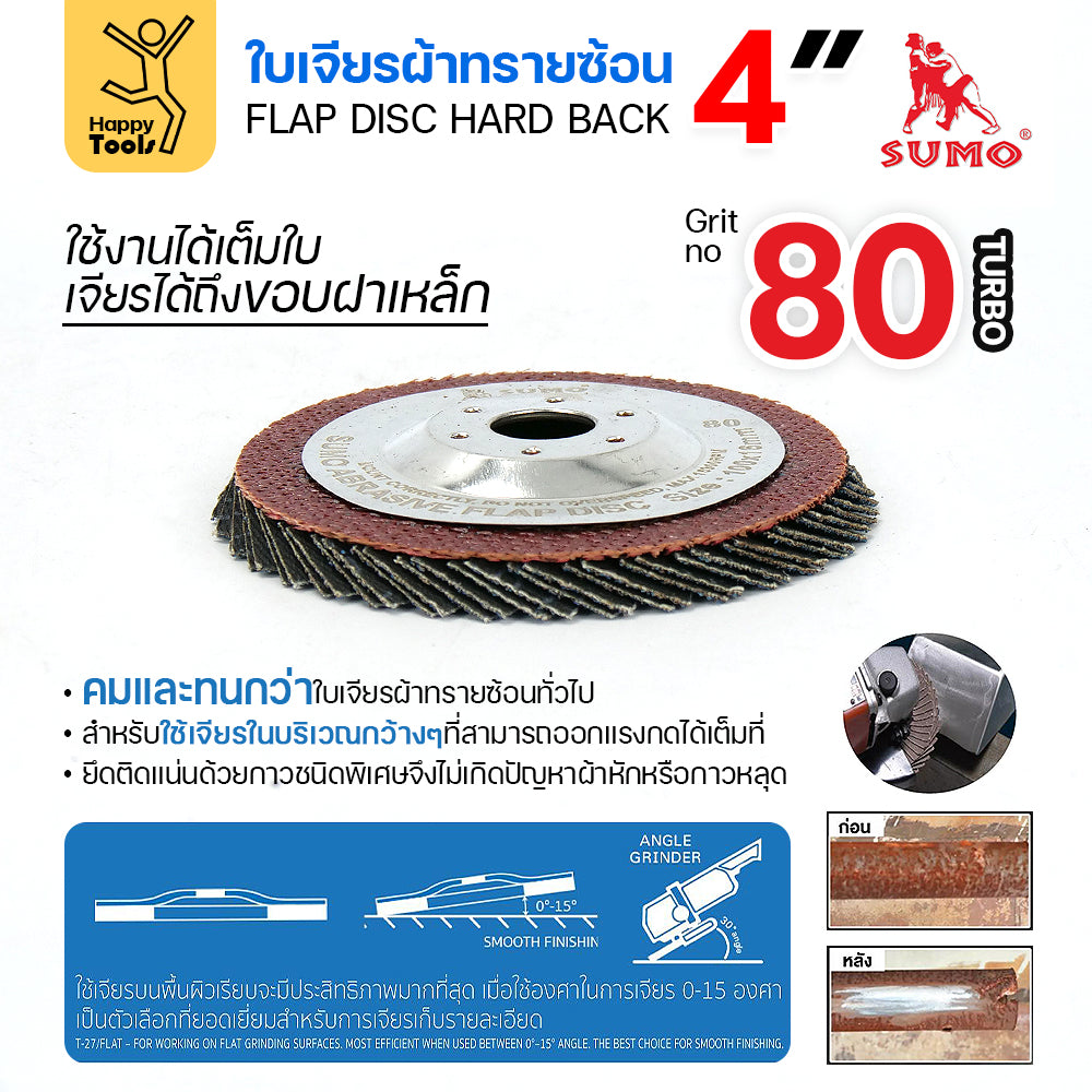 SUMO จานทรายซ้อน หลังแข็ง ทรายสีฟ้า 4" #80