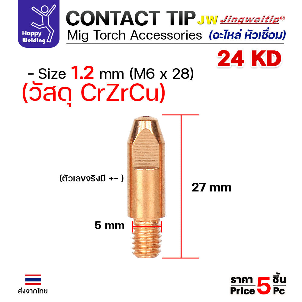 (อะไหล่ 24KD)JW (คุณภาพไรลอนไทยแลนด์) 24KD อะไหล่ หัวเชื่อม สำหรับ งานซ่อม บำรุง หรือ อะไหล่ ทดแทน ของเดิม #JW #RILON
