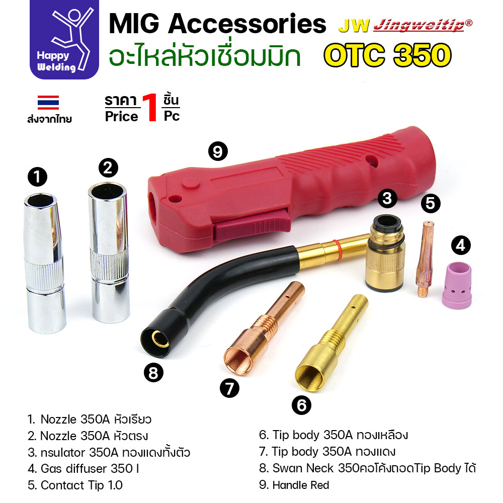 (อะไหล่ ด้ามเชื่อม MIG OTC350) รวมอะใหล่ทุกชิ้นของด้ามเชื่อมมิก OTC รุ่น 350 เลือกซื้อได้ไม่ผิดรุ่น ครบที่สุด
