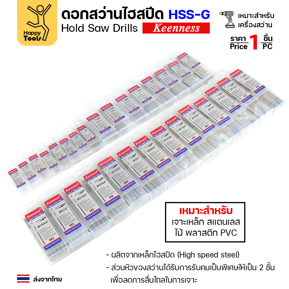 Keenness ดอกสว่านเจาะเหล็ก ดอกสว่านไฮสปีด ดอกสว่าน เจาะสแตนเลส ดอกสว่านเหล็กไฮสปีด มีขนาด 3/64-3/8 (1ชิ้น)