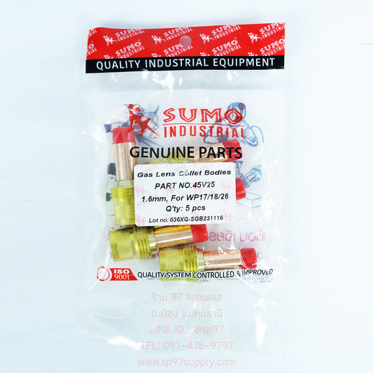 (1ถุงมี 5ตัว) คอเลทบอดี้ (แก็สเลน) ขนาด 1.6 / จำปานอก ด้ามเชื่อมอาร์กอน collet body gaslen