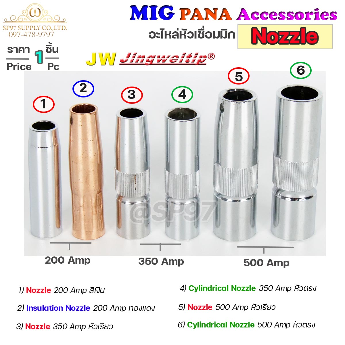 (อะไหล่ MIG PANA200/PANA350/PANA500) นอตเซิล Nozzle อะไหล่ หัวเชื่อม MIG สำหรับเครื่องมิกซ์ เชื่อมมิก (ราคา 1ชิ้น)