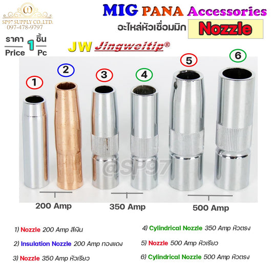 (อะไหล่ MIG PANA200/PANA350/PANA500) นอตเซิล Nozzle อะไหล่ หัวเชื่อม MIG สำหรับเครื่องมิกซ์ เชื่อมมิก (ราคา 1ชิ้น)