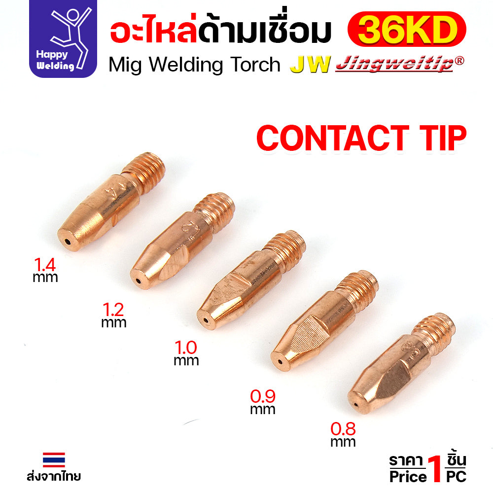(อะไหล่36KD) JW MIG 36KD Contact Tip ECU M8x30 เลือกขนาดได้ตามลวดที่ใช้งาน