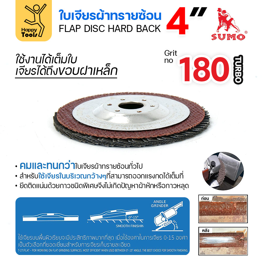 SUMO จานทรายซ้อน หลังแข็ง ทรายสีฟ้า 4" #180