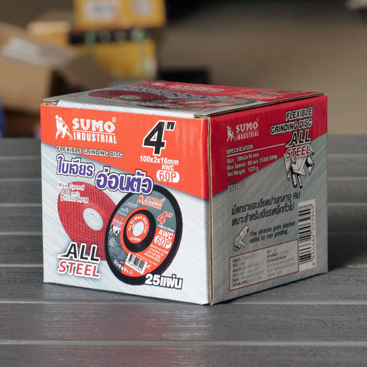 ใบเจียรบาง 4 นิ้ว SUMO (1กล่อง/25ใบ) ใบแดง ใบเจียรเหล็ก 4 นิ้ว ใบเจียรสแตนเลส4 นิ้ว