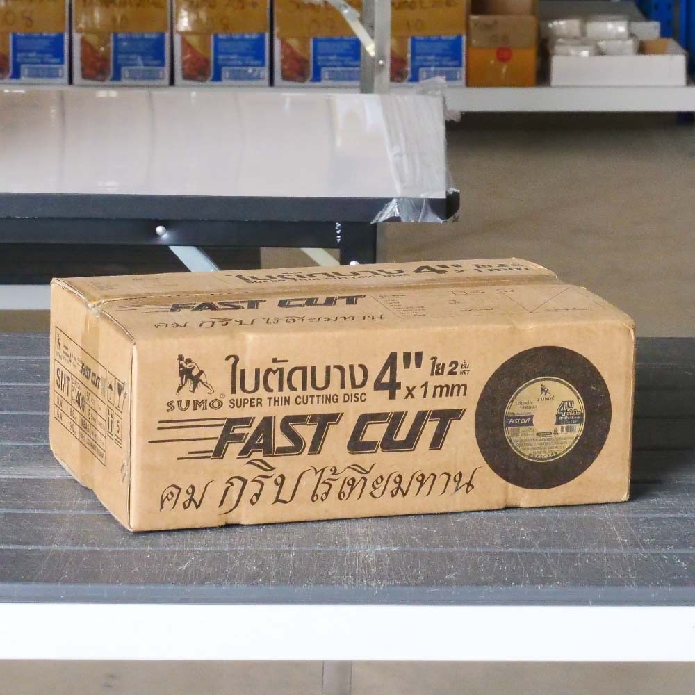 SUMO ซูโม่ FASTCUT (ยกลัง400ใบ) ใบตัดเหล็ก ตัดสแตนเลส 4 นิ้ว   บาง 1 มิล ใย 2 ชั้น ใบตัด 4 นิ้ว เครื่องมือช่าง