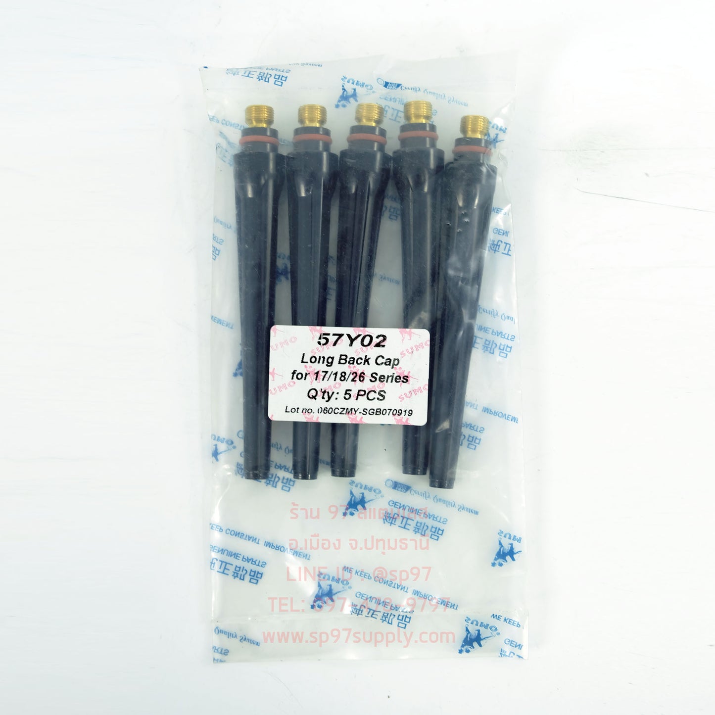 หางปลา ล็อกทังสเตน ขนาดยาว /Long Back Cap (1ถุง มี10ตัว) สำหรับด้ามเชื่อมอาร์กอน WP17/18/26