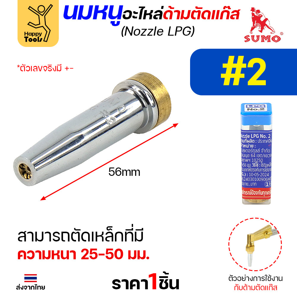 นมหนู SUMO หัวตัดแก๊ส LPG เบอร์ 2 นมหนูตัดแก๊ส ซูโม่ (1 ชิ้น)