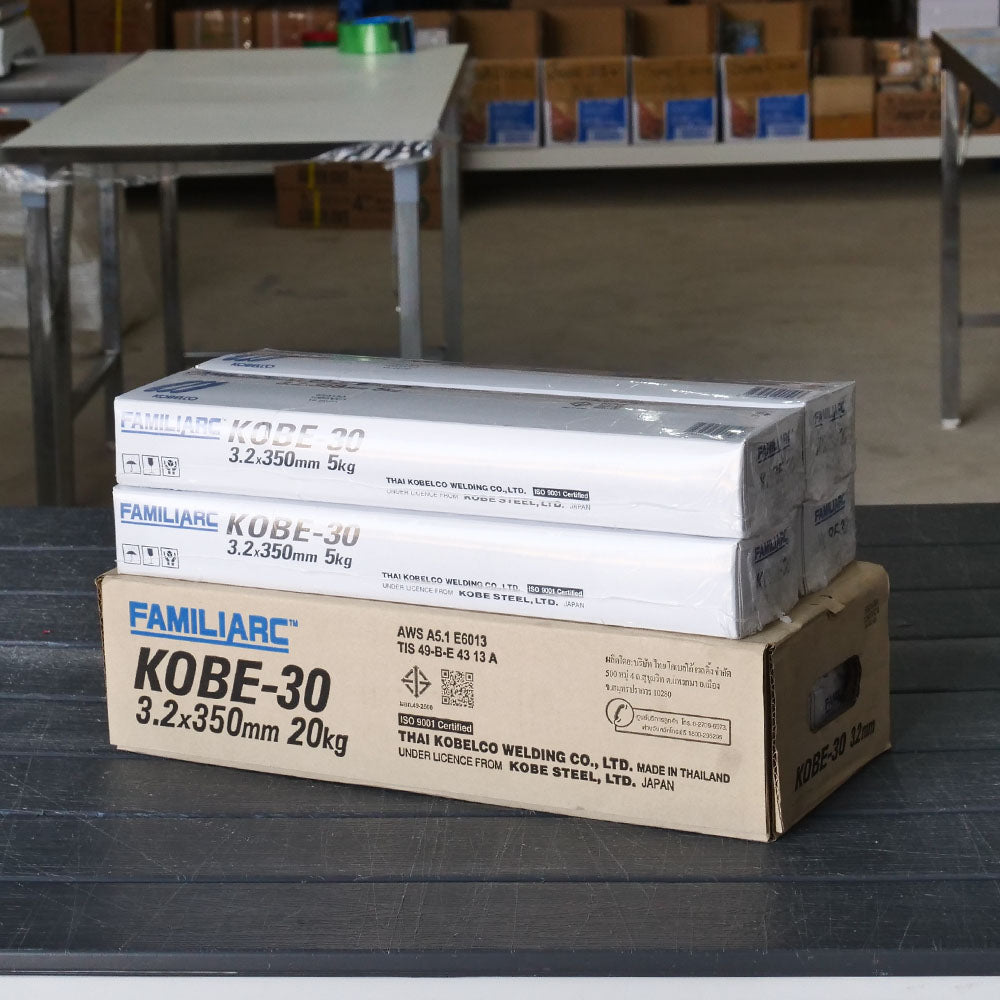 ราคายกลัง!!! KOBE-30 ลวดเชื่อม โกเบ30 กล่องสีขาว สำหรับ เชื่อมเหล็กเหนียว ขนาด 2.6 และ 3.2 ยาว 350 มิล (กล่องละ 20กิโล) ของแท้100% มีเซอร์การันตี