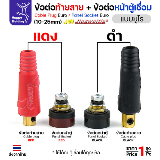 ข้อต่อตู้เชื่อม และท้ายสาย ข้อต่อแบบยูโร ขนาดสายไฟ 10-25sqmm สำหรับตู้เชื่อมไม่เกิน 200แอมป์