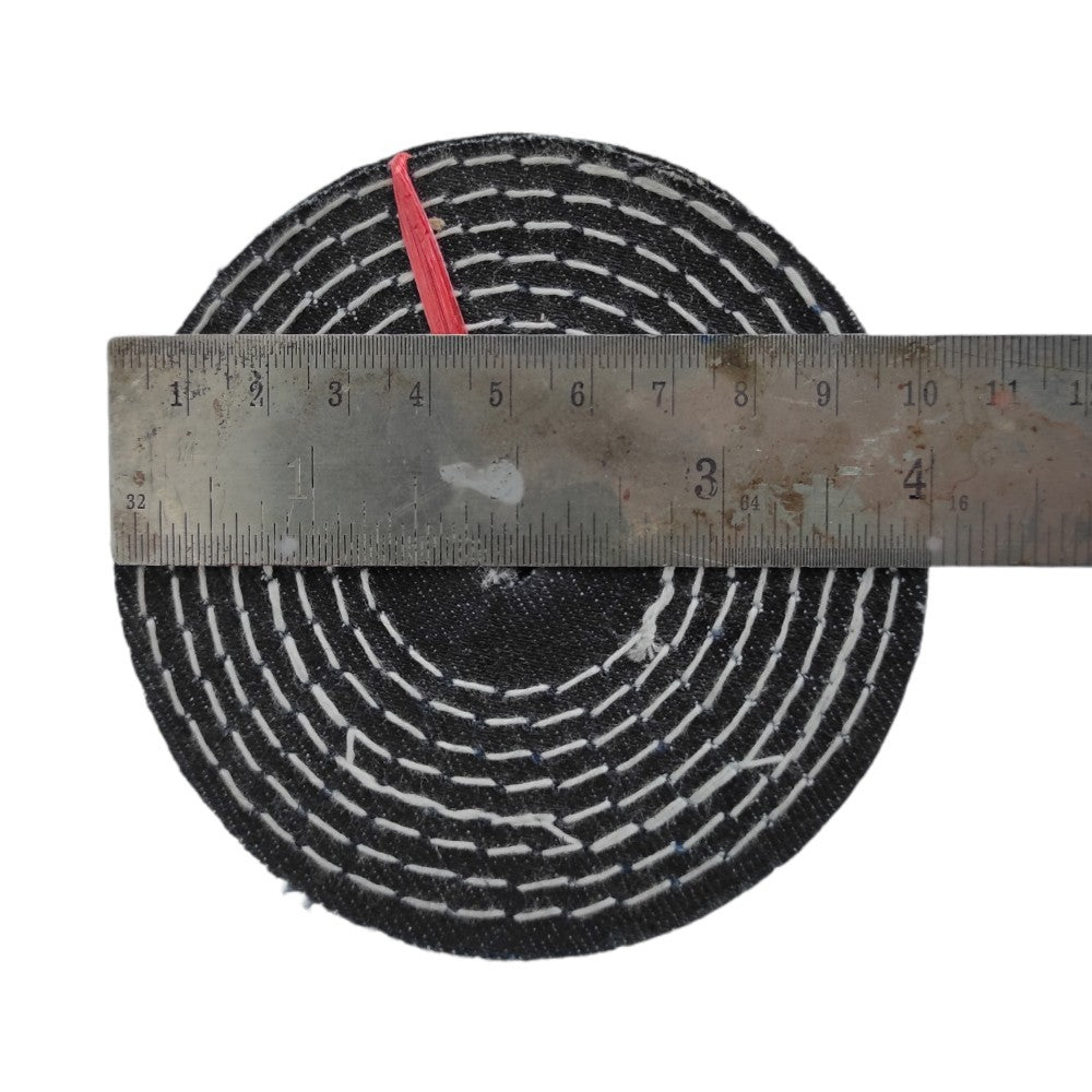 ลูกขัด ผ้ายีนส์ (เนื้อยีนส์) ขัดเงาสแตนเลส กว้าง4นิ้ว หนา3หุน (แพค25ใบ)