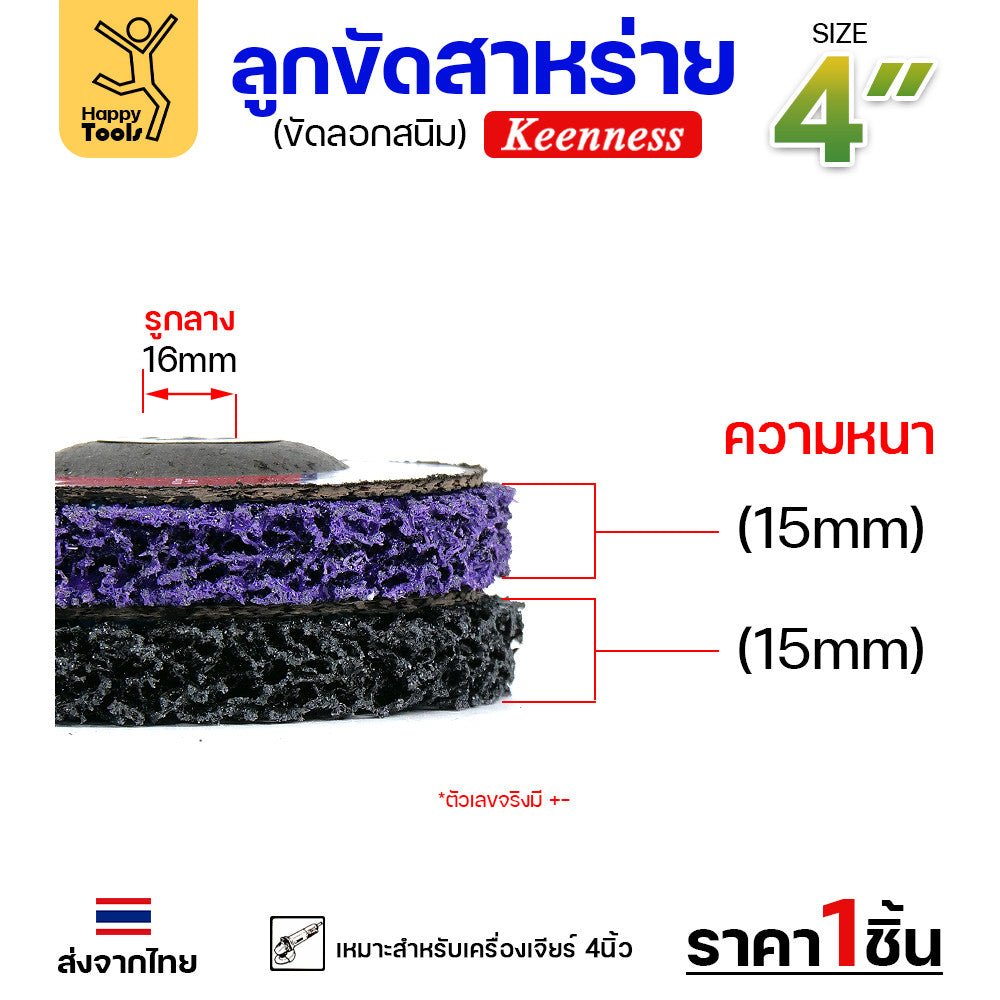 (ราคาส่งยกลัง) ลูกขัดสาหร่าย 4 นิ้วใส่ลูกหมู แพคแยกชิ้น ใส่หินเจียร สำหรับงานขัดสีรถ ขัดสีโป๊ะ ลอกสนิมผิวเหล็ก ใช้ทน