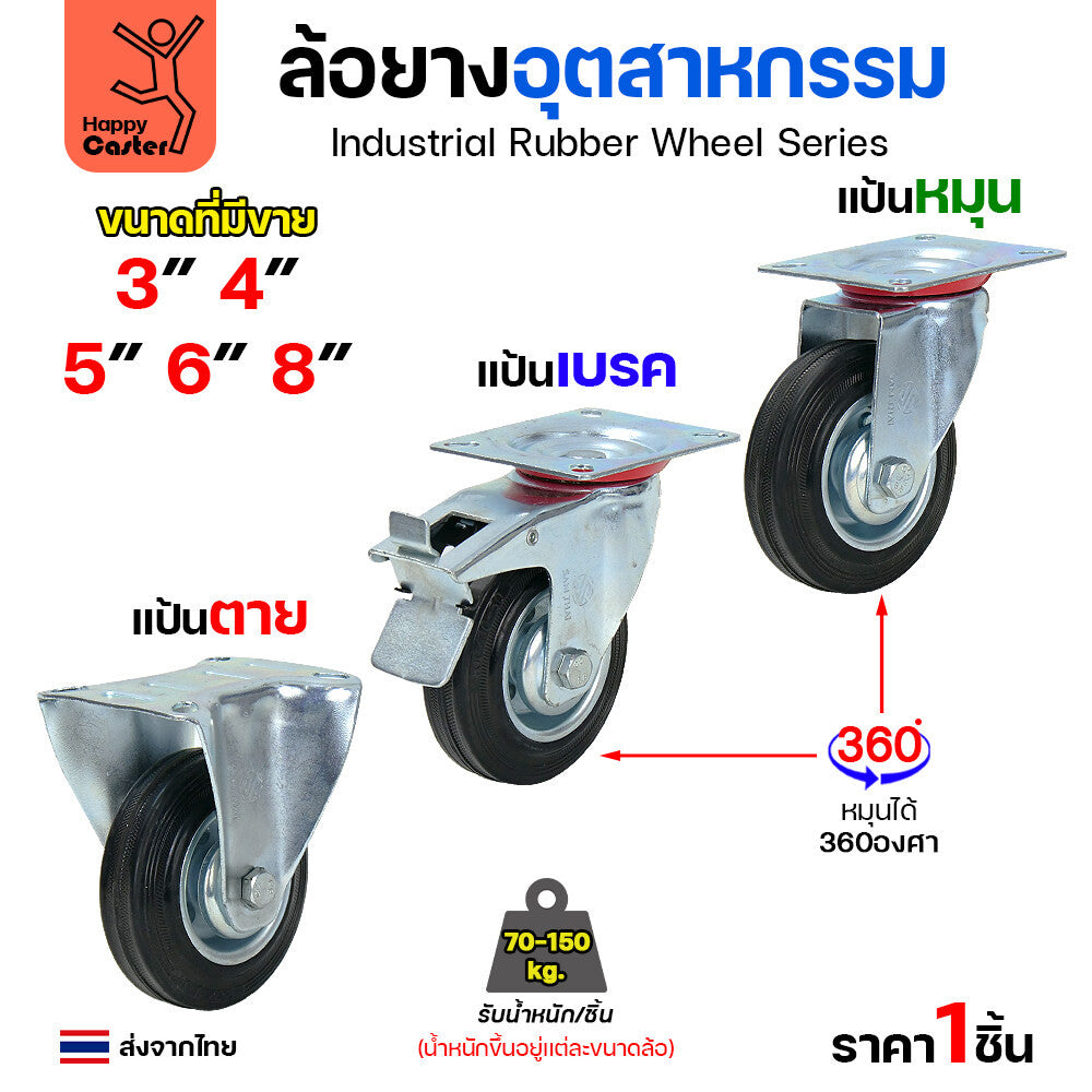 ล้อยาง รุ่นCM1 แป้นหมุน ขนาด 4"