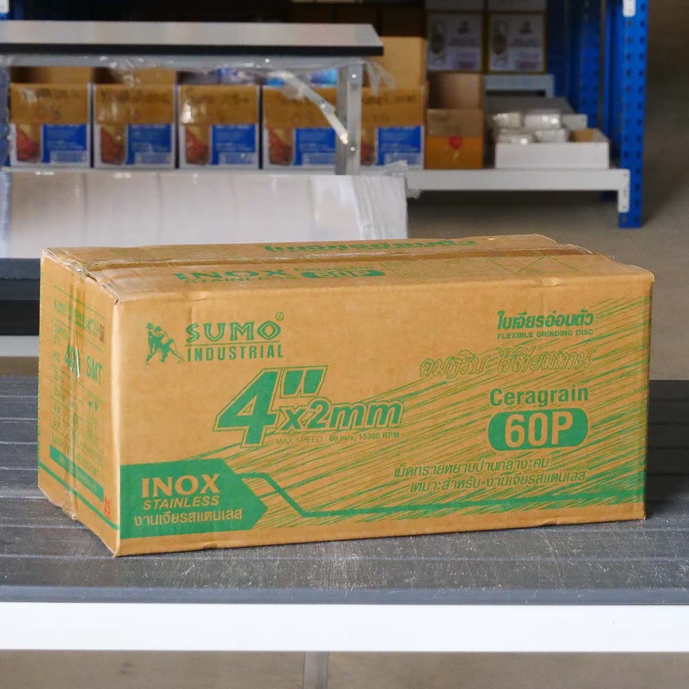 SUMO ใบเจียรบาง 4 นิ้ว สีเขียว ซูโม่ (เต็มลัง/16กล่อง/400ใบ) ใบเจียรเหล็ก 4 นิ้ว ใบเจียรสแตนเลส4 นิ้ว