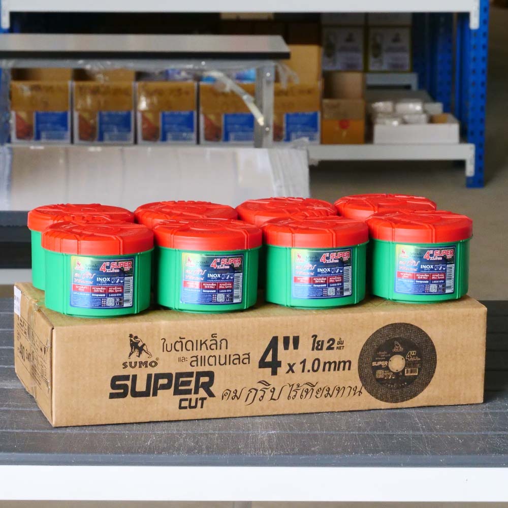 (ยกลัง 400ใบ) SUMO Super Cut  ใบตัด ขนาด 4 นิ้ว สีเขียว ของแท้100%  ตัดเหล็ก ตัดสแตนเลส คมกริบ ไร้รอยไหม้