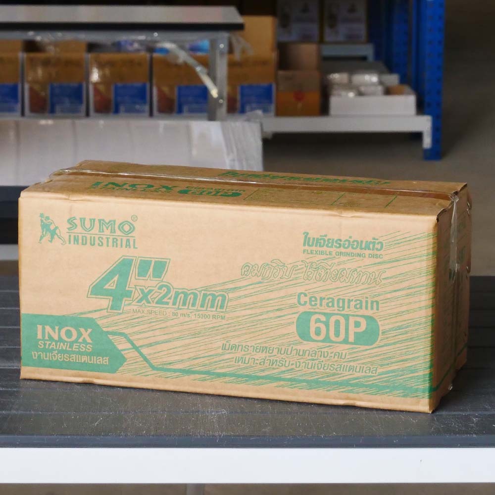 SUMO ใบเจียรบาง 4 นิ้ว สีเขียว ซูโม่ (เต็มลัง/16กล่อง/400ใบ) ใบเจียรเหล็ก 4 นิ้ว ใบเจียรสแตนเลส4 นิ้ว